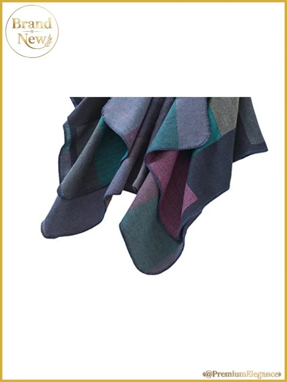 Women's Color Block Open Front Poncho Shawl Wrap Cape Ruana Reversible